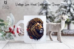 Vintage Lion Head Sublimation Design, Lion Mug Sublimation Product Image 3