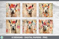 Bundle of six Decoupage LLama Paper Backgrounds designs.