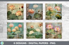 Bundle of six Decoupage Lotus Paper Backgrounds designs.