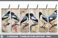 Bundle of six Decoupage Magpies Tumbler designs.