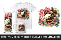 Vintage tumbler, mug wrap, clipart sublimation design Product Image 1