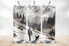 Man Hiking with a Dog, Vintage Background 20 Oz Tumbler Wrap Product Image 1