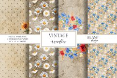 Vintage Meadow Flowers Digital Paper Product Image 1