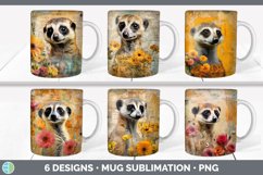 Bundle of six Decoupage Meerkats Mug Wrap designs.