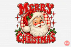 Vintage Merry Christmas Santa PNG | Retro Christmas Png Product Image 1