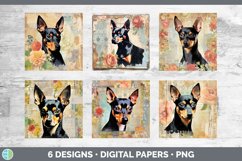 Bundle of six Decoupage Miniature Pinschers Paper Backgrounds designs.