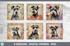 Bundle of six Decoupage Miniature Schnauzers Paper Backgrounds designs.