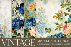 Vintage Mix Background, Floral Grunge Junk Journal Paper, 13 Product Image 1