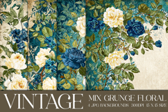 Vintage Mix Background, Floral Grunge Junk Journal Paper, 15 Product Image 1