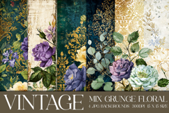 Vintage Mix Background, Floral Grunge Junk Journal Paper, 19 Product Image 1
