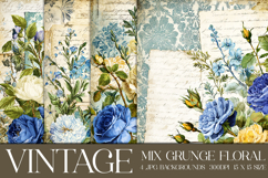 Vintage Mix Background, Floral Grunge Junk Journal Paper, s9 Product Image 1