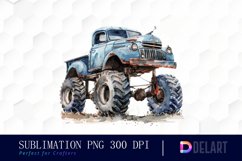 Vintage Monster Truck Sublimation PNG Clipart Product Image 1