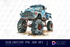 Vintage Monster Truck Sublimation PNG Clipart Product Image 1