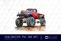 Vintage Monster Truck Sublimation PNG Clipart Product Image 1