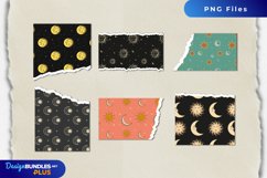 Vintage Moon and Sun Seamless Pattern Torn Paper Product Image 1