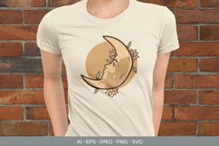 Vintage Moon Face and Flowers SVG Product Image 1