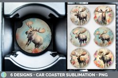 Bundle of six Decoupage Moose Car Coaster designs.