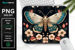 Vintage Moth with Floral at Night Mouse pad PNG Product Image 1