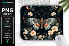 Vintage Moth with Floral at Night Mouse pad PNG Product Image 1