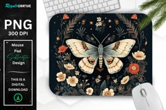 Vintage Moth with Floral at Night Mouse pad PNG Product Image 1