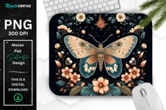 Vintage Moth with Floral at Night Mouse pad PNG Product Image 1