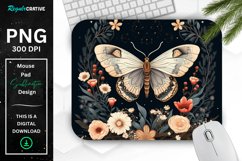 Vintage Moth with Floral at Night Mouse pad PNG Product Image 1