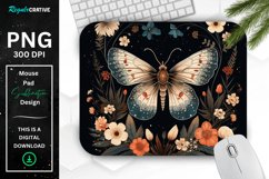 Vintage Moth with Floral at Night Mouse pad PNG Product Image 1