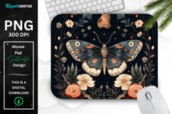 Vintage Moth with Floral at Night Mouse pad PNG Product Image 1
