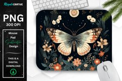 Vintage Moth with Floral at Night Mouse pad PNG Product Image 1