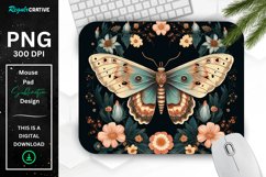 Vintage Moth with Floral at Night Mouse pad PNG Product Image 1
