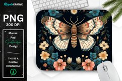 Vintage Moth with Floral at Night Mouse pad PNG Product Image 1