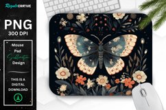 Vintage Moth with Floral at Night Mouse pad PNG Product Image 1