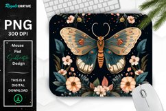 Vintage Moth with Floral at Night Mouse pad PNG Product Image 1
