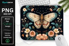 Vintage Moth with Floral at Night Mouse pad PNG Product Image 1