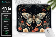 Vintage Moth with Floral at Night Mouse pad PNG Product Image 1