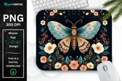 Vintage Moth with Floral at Night Mouse pad PNG Product Image 1