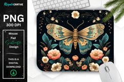 Vintage Moth with Floral at Night Mouse pad PNG Product Image 1