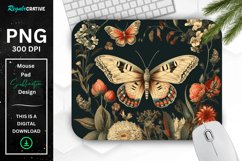 Vintage Moth And Floral Mouse Pad Product Image 1