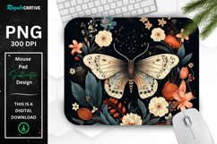 Vintage Moth with Floral at Night Mouse pad PNG Product Image 1