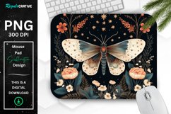Vintage Moth with Floral at Night Mouse pad PNG Product Image 1
