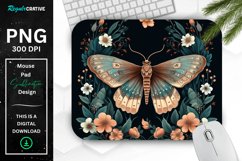 Vintage Moth with Floral at Night Mouse pad PNG Product Image 1