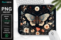 Vintage Moth with Floral at Night Mouse pad PNG Product Image 1