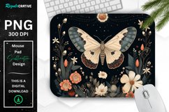 Vintage Moth with Floral at Night Mouse pad PNG Product Image 1