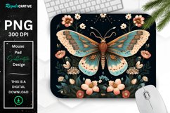 Vintage Moth with Floral at Night Mouse pad PNG Product Image 1