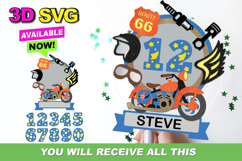 vintage motorcycle cake topper 3D SVG Product Image 1