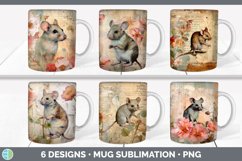 Bundle of six Decoupage Mice Mug Wrap designs.