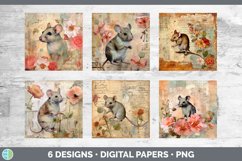 Bundle of six Decoupage Mice Paper Backgrounds designs.