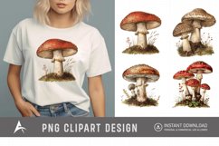 Watercolor Vintage Mushroom Sublimation Clipart Product Image 1