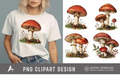 Watercolor Vintage Mushroom Clipart Product Image 1