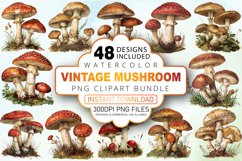Watercolor Vintage Mushroom Clipart Bundle Product Image 1